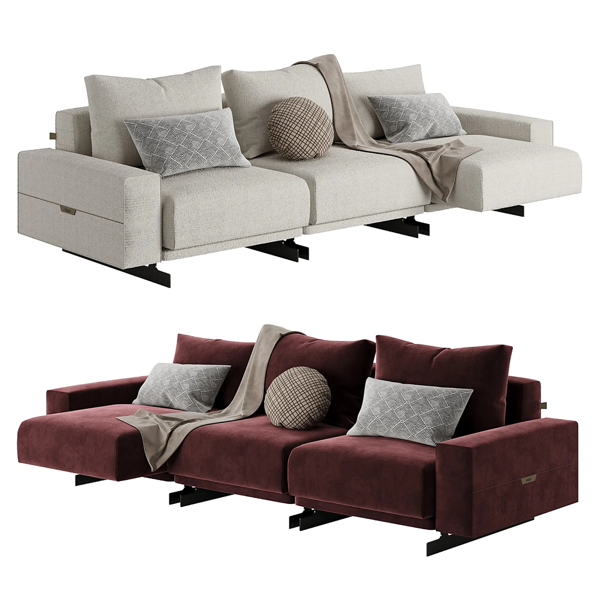 Domino Sofa 3D Model .c4d .max .obj .3ds .fbx .stl .blend 
