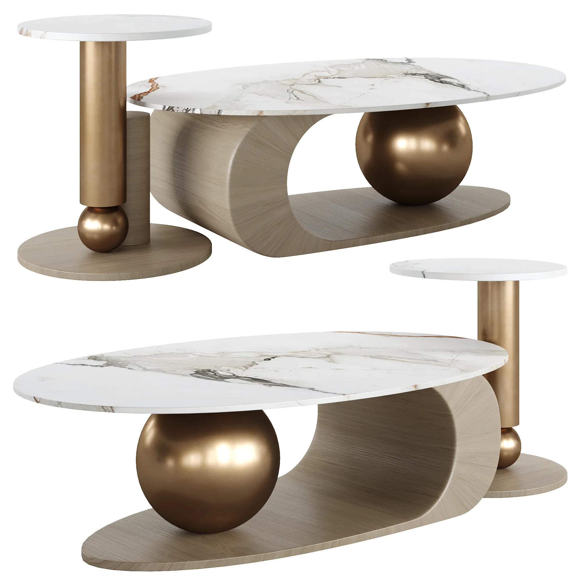 Halo Modern Coffee Table 3D Model .c4d .max .obj .3ds .fbx .stl .blend