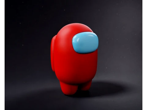 Among Us Red Character Low Poly 3D Model