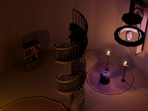 Stylized Mage Tower Interior - Low-Poly Asset Pack 3D Model