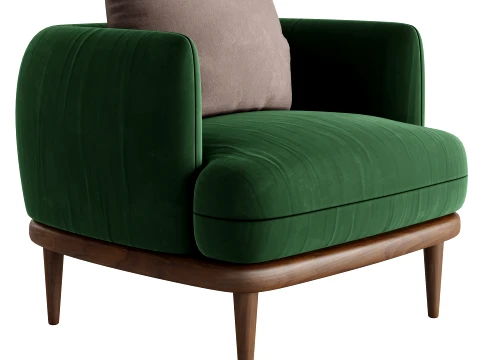 Emerald Velvet Lounge Armchair 3D Модель