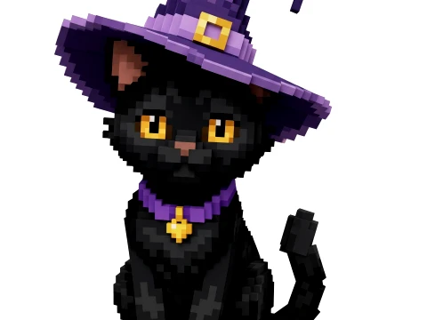 Witch Cat Voxel - Modelo 3D - low quality Modello 3D
