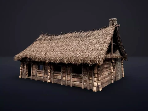 MEDIEVAL SLAVIC HOUSE COTTAGE CABIN HUT VILLAGE FARM NEXTGEN AAA Low-poly 3D Model