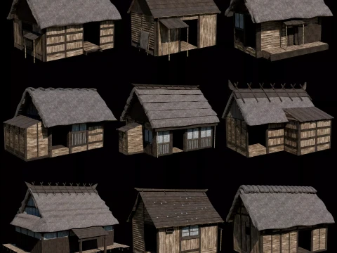 FEUDAL ASIAN JAPAN HOUSE INDUSTRIAL CITY BUILDING COLLECTION 3D Model
