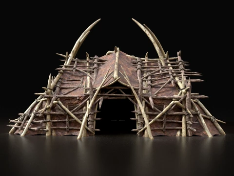 ORC CAMP VILLAGE HOUSE PRIMAL TENT HUNT BUILDER PACK COLLECTION Low-poly 3D Model