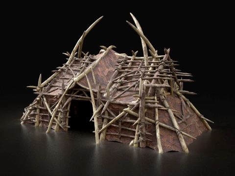 ORC CAMP VILLAGE HOUSE PRIMAL TENT HUNT BUILDER PACK COLLECTION Low-poly 3D Model
