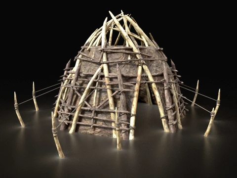 ORC CAMP VILLAGE HOUSE PRIMAL TENT HUNT BUILDER PACK COLLECTION Low-poly 3D Model