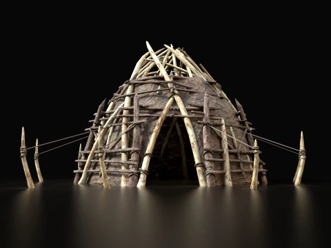 ORC CAMP VILLAGE HOUSE PRIMAL TENT HUNT BUILDER PACK COLLECTION Low-poly 3D Model
