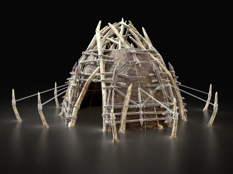ORC CAMP VILLAGE HOUSE PRIMAL TENT HUNT BUILDER PACK COLLECTION Low-poly 3D Model