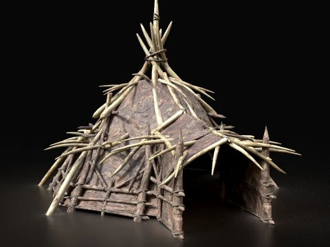 ORC CAMP VILLAGE HOUSE PRIMAL TENT HUNT BUILDER PACK COLLECTION Low-poly 3D Model