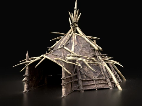 ORC CAMP VILLAGE HOUSE PRIMAL TENT HUNT BUILDER PACK COLLECTION Low-poly 3D Model
