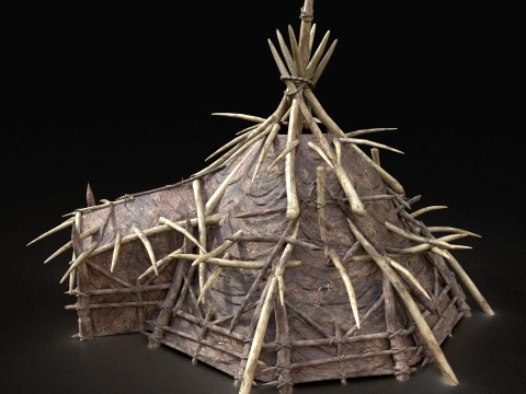 ORC CAMP VILLAGE HOUSE PRIMAL TENT HUNT BUILDER PACK COLLECTION Low-poly 3D Model