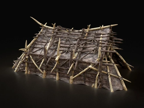 ORC CAMP VILLAGE HOUSE PRIMAL TENT HUNT BUILDER PACK COLLECTION Low-poly 3D Model