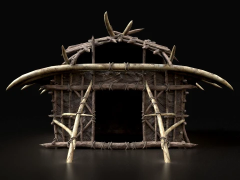 ORC CAMP VILLAGE HOUSE PRIMAL TENT HUNT BUILDER PACK COLLECTION Low-poly 3D Model