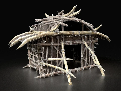 ORC CAMP VILLAGE HOUSE PRIMAL TENT HUNT BUILDER PACK COLLECTION Low-poly 3D Model