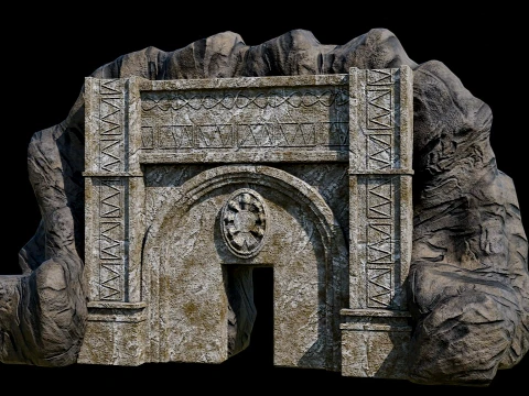 CAVE ENTRANCE GATE PORTAL DUNGEON ANCIENT TEMPLE COLLECTION Low-poly 3D Model