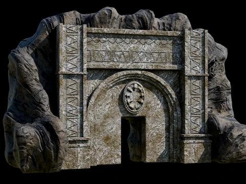 CAVE ENTRANCE GATE PORTAL DUNGEON ANCIENT TEMPLE COLLECTION Low-poly 3D Model