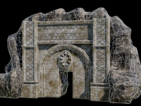CAVE ENTRANCE GATE PORTAL DUNGEON ANCIENT TEMPLE COLLECTION Low-poly 3D Model