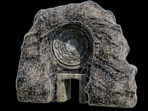 CAVE ENTRANCE GATE PORTAL DUNGEON ANCIENT TEMPLE COLLECTION Low-poly 3D Model