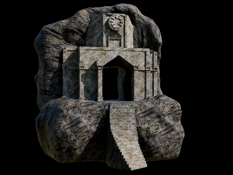 CAVE ENTRANCE GATE PORTAL DUNGEON ANCIENT TEMPLE COLLECTION Low-poly 3D Model