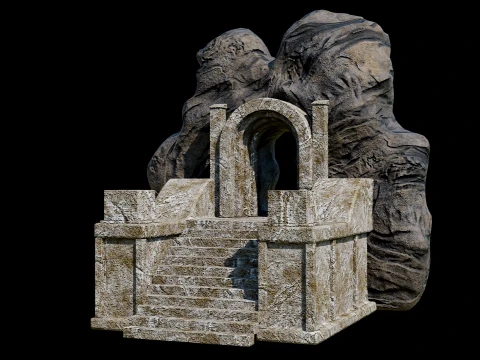 CAVE ENTRANCE GATE PORTAL DUNGEON ANCIENT TEMPLE COLLECTION Low-poly 3D Model