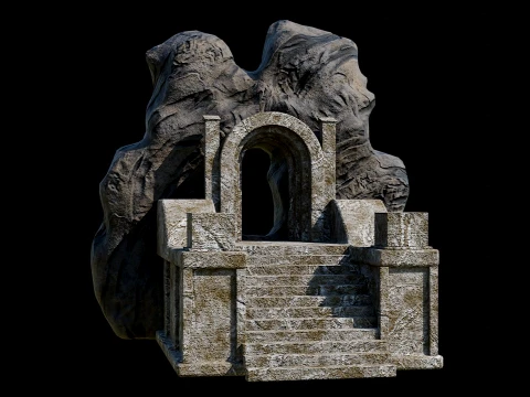 CAVE ENTRANCE GATE PORTAL DUNGEON ANCIENT TEMPLE COLLECTION Low-poly 3D Model