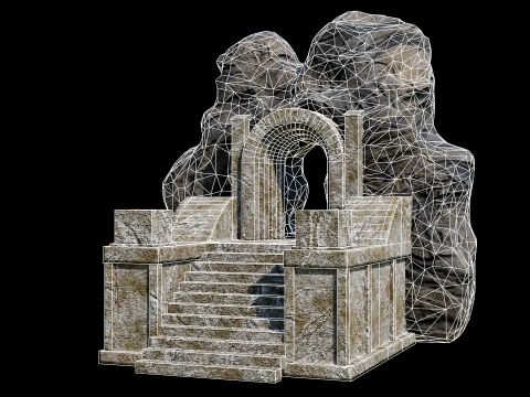 CAVE ENTRANCE GATE PORTAL DUNGEON ANCIENT TEMPLE COLLECTION Low-poly 3D Model