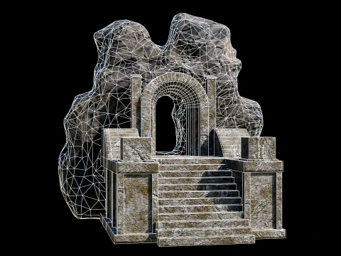 CAVE ENTRANCE GATE PORTAL DUNGEON ANCIENT TEMPLE COLLECTION Low-poly 3D Model