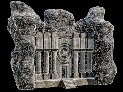 CAVE ENTRANCE GATE PORTAL DUNGEON ANCIENT TEMPLE COLLECTION Low-poly 3D Model