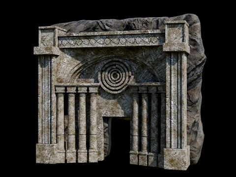 CAVE ENTRANCE GATE PORTAL DUNGEON ANCIENT TEMPLE COLLECTION Low-poly 3D Model