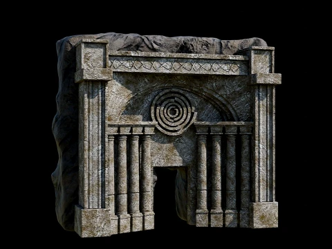 CAVE ENTRANCE GATE PORTAL DUNGEON ANCIENT TEMPLE COLLECTION Low-poly 3D Model