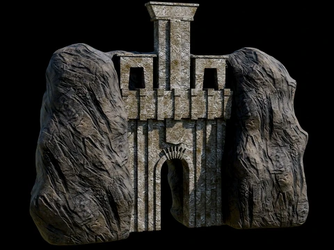 CAVE ENTRANCE GATE PORTAL DUNGEON ANCIENT TEMPLE COLLECTION Low-poly 3D Model
