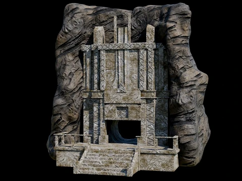CAVE ENTRANCE GATE PORTAL DUNGEON ANCIENT TEMPLE COLLECTION Low-poly 3D Model