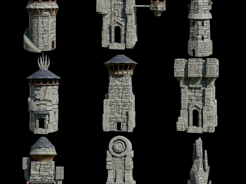 WIZARD MAGE SORCERER TOWERS FANTASY TOWER WATCHTOWER COLLECTION Low-poly 3D Model