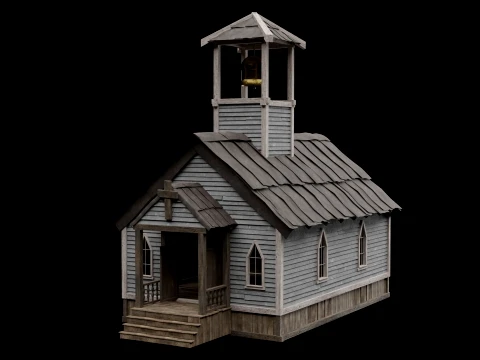 WILD WEST WESTERN CHURCH CHAPEL CATHEDRAL TEMPLE COLLECTION Low-poly 3D Model
