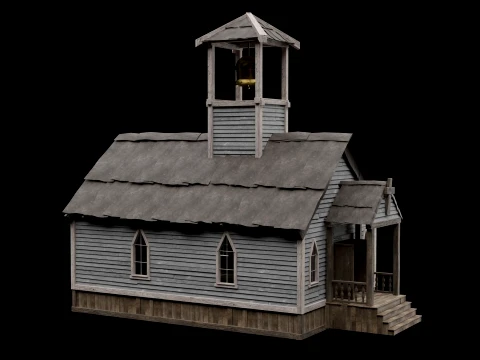WILD WEST WESTERN CHURCH CHAPEL CATHEDRAL TEMPLE COLLECTION Low-poly 3D Model