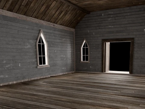 WILD WEST WESTERN CHURCH CHAPEL CATHEDRAL TEMPLE COLLECTION Low-poly 3D Model