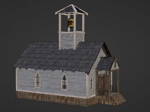 WILD WEST WESTERN CHURCH CHAPEL CATHEDRAL TEMPLE COLLECTION Low-poly 3D Model