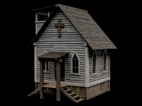 WILD WEST WESTERN CHURCH CHAPEL CATHEDRAL TEMPLE COLLECTION Low-poly 3D Model