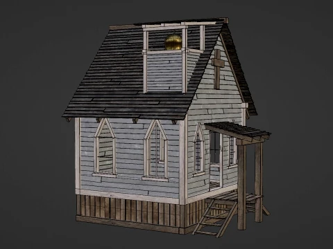 WILD WEST WESTERN CHURCH CHAPEL CATHEDRAL TEMPLE COLLECTION Low-poly 3D Model