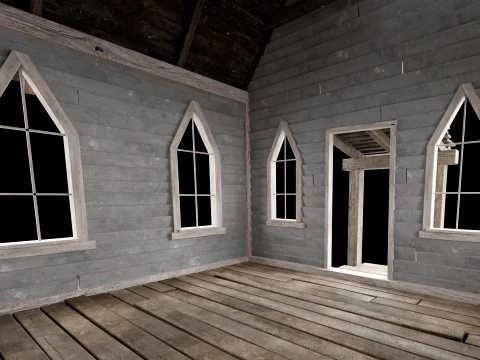 WILD WEST WESTERN CHURCH CHAPEL CATHEDRAL TEMPLE COLLECTION Low-poly 3D Model