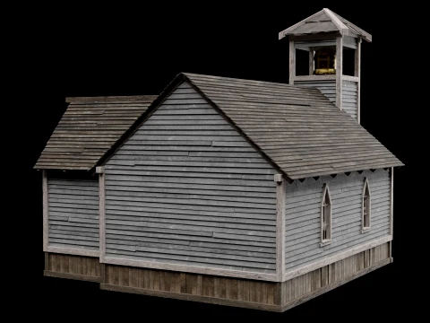 WILD WEST WESTERN CHURCH CHAPEL CATHEDRAL TEMPLE COLLECTION Low-poly 3D Model