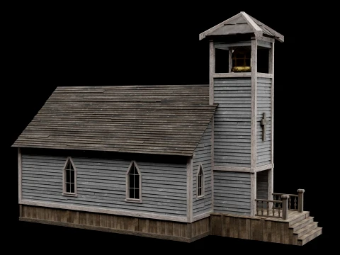 WILD WEST WESTERN CHURCH CHAPEL CATHEDRAL TEMPLE COLLECTION Low-poly 3D Model