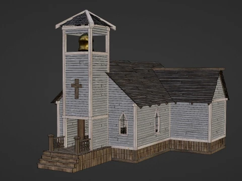 WILD WEST WESTERN CHURCH CHAPEL CATHEDRAL TEMPLE COLLECTION Low-poly 3D Model
