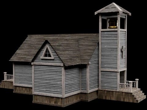 WILD WEST WESTERN CHURCH CHAPEL CATHEDRAL TEMPLE COLLECTION Low-poly 3D Model