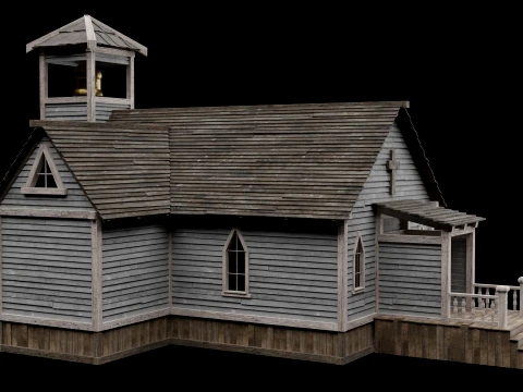 WILD WEST WESTERN CHURCH CHAPEL CATHEDRAL TEMPLE COLLECTION Low-poly 3D Model