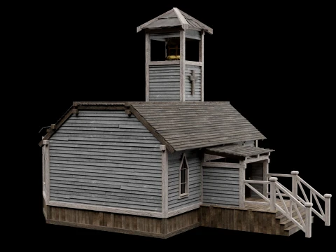 WILD WEST WESTERN CHURCH CHAPEL CATHEDRAL TEMPLE COLLECTION Low-poly 3D Model