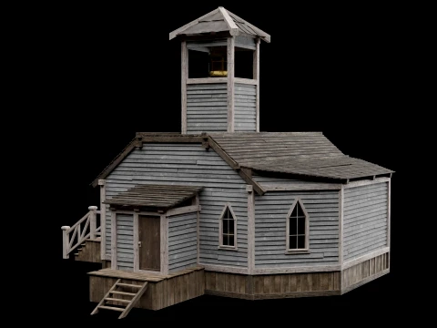 WILD WEST WESTERN CHURCH CHAPEL CATHEDRAL TEMPLE COLLECTION Low-poly 3D Model