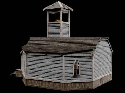 WILD WEST WESTERN CHURCH CHAPEL CATHEDRAL TEMPLE COLLECTION Low-poly 3D Model