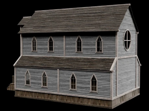 WILD WEST WESTERN CHURCH CHAPEL CATHEDRAL TEMPLE COLLECTION Low-poly 3D Model